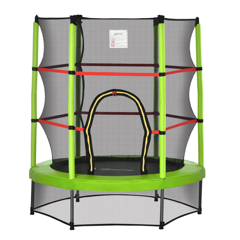 Aosom 55" Kids Trampoline with Enclosure Net for Indoor/Outdoor, Trampoline for Boys and Girls Age 3-6 Years, Green
