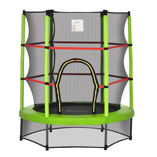 Aosom 55" Kids Trampoline with Enclosure Net for Indoor/Outdoor, Trampoline for Boys and Girls Age 3-6 Years, Green