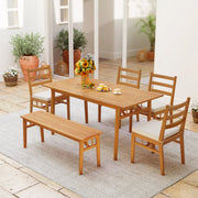 Costway - Solid Acacia Wood Patio Chair Set of 2 Armless Chair-White