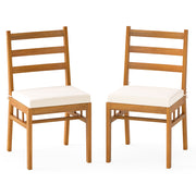 Costway - Solid Acacia Wood Patio Chair Set of 2 Armless Chair-White
