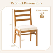 Costway - Solid Acacia Wood Patio Chair Set of 2 Armless Chair-White