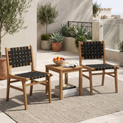 Costway - Solid Teak Hand-Woven Strap Outdoor Dining Chair with Flex Support for Deck Garden