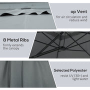 8FT Cantilever Patio Umbrella, Offset Patio Umbrella with Cross Base for Deck, Backyard, Pool and Garden, Hanging Umbrellas, Switch with a Wrench, Dark Gray