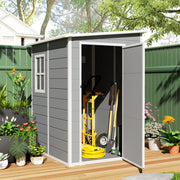 4x5 Lean to Garden Shed with Window Lockable for Garden Tool Storage Grey