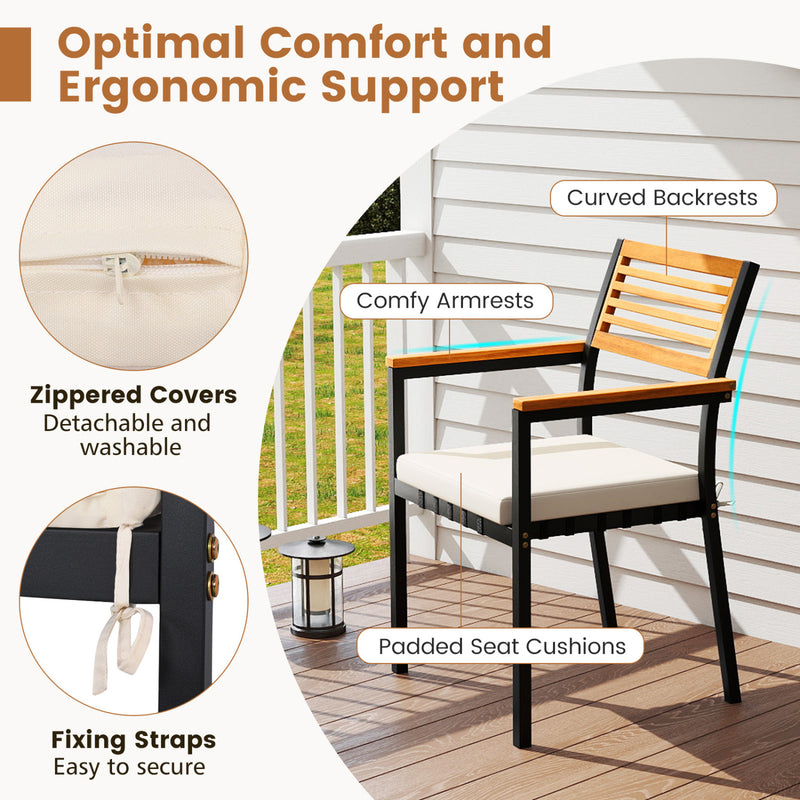 Costway - Stackable Patio Dining Chairs Set of 6 with Cushions