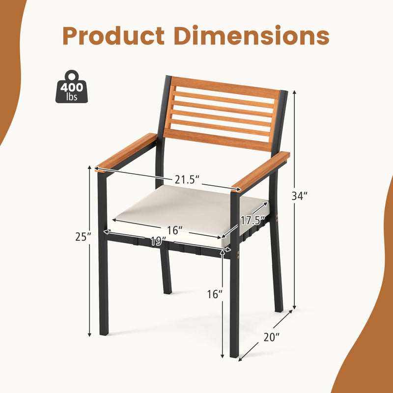 Costway - Stackable Patio Dining Chairs Set of 6 with Cushions