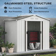 7'x 4'x 6' Garden Tool Shed Metal Storage Shed w/ Foundation Kit and Double Doors Silver