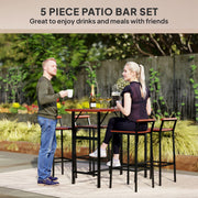 Outsunny - 5 Piece Patio Bar Set with 47" Bar Height Table and 4 Bar Stools, for Backyard, Balcony, Porch, Pool, Lawn, Brown