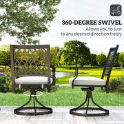 Outsunny - Outdoor Patio Chairs Set of 2, Metal Swivel Rocker Chairs with Cushion and Armrests for Backyard, Garden, Patio