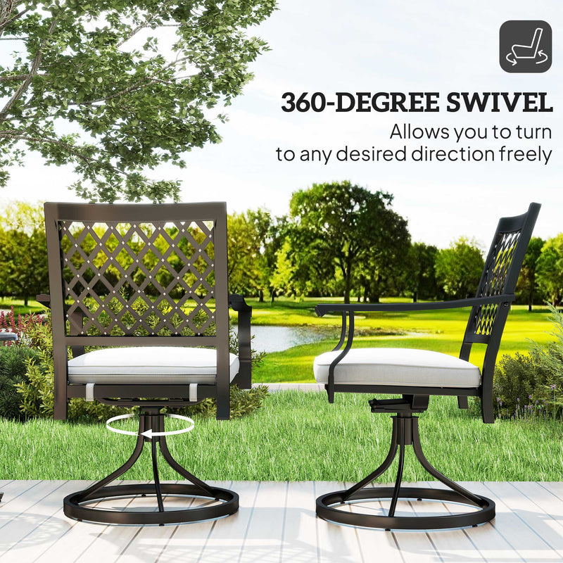 Outsunny - Outdoor Patio Chairs Set of 2, Metal Swivel Rocker Chairs with Cushion and Armrests for Backyard, Garden, Patio