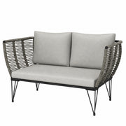 Outsunny - Outdoor Couch Patio Sofa with Cushions, 2 Seater Patio Furniture Loveseat with Galvanized Steel Frame, Light Grey