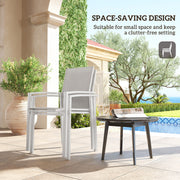 Outsunny - Set of 2 Outdoor Garden Chairs, Stackable Patio Dining Chairs with Breathable Fabric, Armrests and Backrest, Light Grey