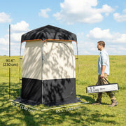 Outsunny - Camping Shower Tent, Portable Privacy Shelter with Solar Shower Bag, Removable Floor and Carrying Bag, Black