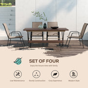 Outsunny - Set of 4 Outdoor Dining Chairs, Heavy Duty Stackable Patio Dining Set with Armrests for Balcony Garden, Grey