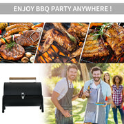 Outsunny - Outdoor Charcoal BBQ Grill, Tabletop Folding Barbecue Grill with Handle, 17.3" x 9.8" x 14", Black