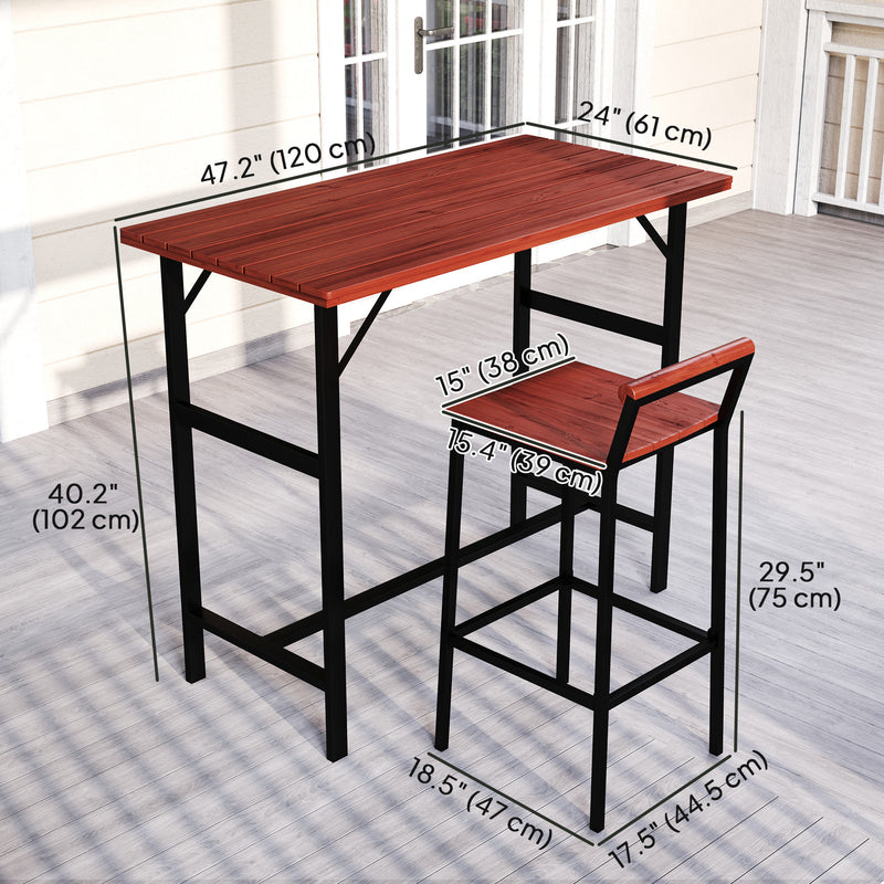 Outsunny - 5 Piece Patio Bar Set with 47" Bar Height Table and 4 Bar Stools, for Backyard, Balcony, Porch, Pool, Lawn, Brown