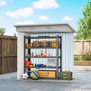 6' x 4' Outdoor Storage Shed, Metal Garden Tool Storage House Organizer with Lockable Sliding Doors and Vents for Backyard Patio Lawn, Charcoal Grey
