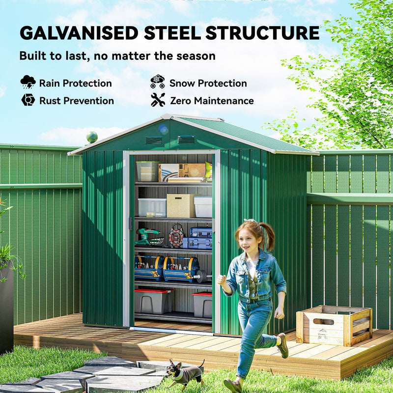 Metal Garden Storage Shed - Green