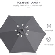 8.5FT Patio Umbrella, Round Garden Parasol with 6 Ribs, Market Sunshade Tilt Canopy w/ Crank Handle for Outdoor, Grey