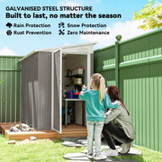 4' x 8' Outdoor Storage Shed Lean to Shed Outdoor Metal Tool Shed with Lockable Door and Air Vents, Light Grey
