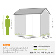 8.5' x 5.5' Metal Garden Storage Shed, Outdoor Tool Storage House with Lockable Door, Vents, Sloped Roof, Light Grey