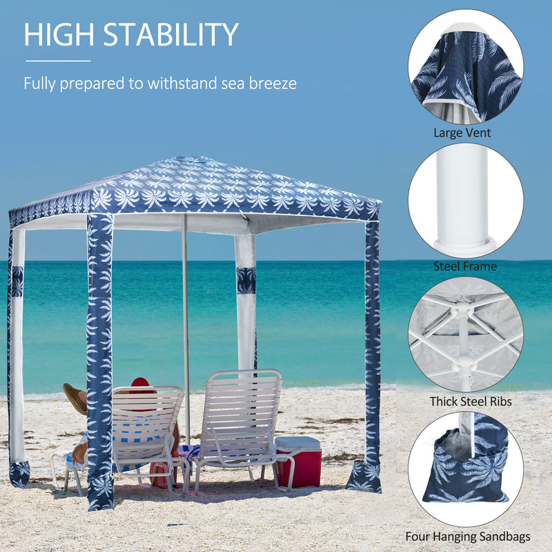 Outsunny - Beach Umbrella, 6.5' Easy-Assembly Sun-Shade Shelter with Sandbags and Carry Bag, Cool UV50+, Dark Blue — 84D-220V00DB