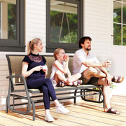 Outsunny - 3-Seat Outdoor Glider Chair, Patio Rocking Chair, Steel Frame, Sling Fabric Seat for Garden, Backyard, Lawn, Brown