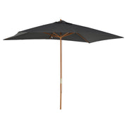Outsunny - 7' x 10' Wooden Patio Umbrella, Rectangle Garden Parasol, Outdoor Sunshade Canopy with Bamboo Ribs for Garden, Dark Grey