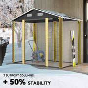 7.7' x 6.5' Outdoor Metal Garden Shed House Hut Gardening Tool Storage with Ventilation, Dark Grey
