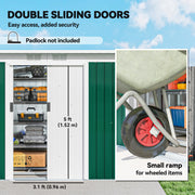 9' x 4' Garden Tool Shed Metal Storage Shed Outdoor Equipment Tool Box with Foundation Kit, Ventilation & Doors, Dark Green