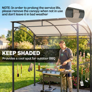 Outsunny - 7' x 5' BBQ Grill Gazebo Tent, Garden Grill Canopy with Steel Frame and Hooks, Outdoor Sun Shade, Beige