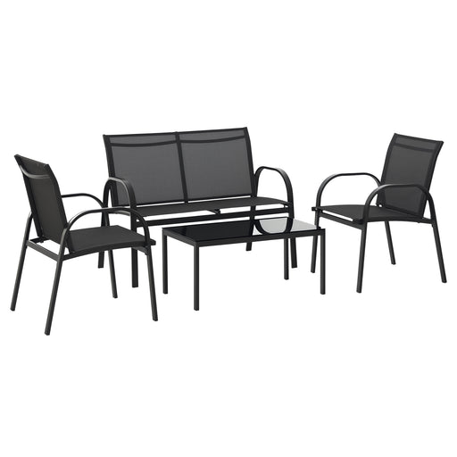 Outsunny - 4-Piece Patio Furniture Set Garden Conversation Set with Loveseat, Single Chairs and Coffee Table for Backyard Poolside Balcony