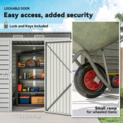 6 x 4FT Galvanized Garden Storage Shed, Metal Outdoor Shed with Double Doors and 2 Vents, Light Grey
