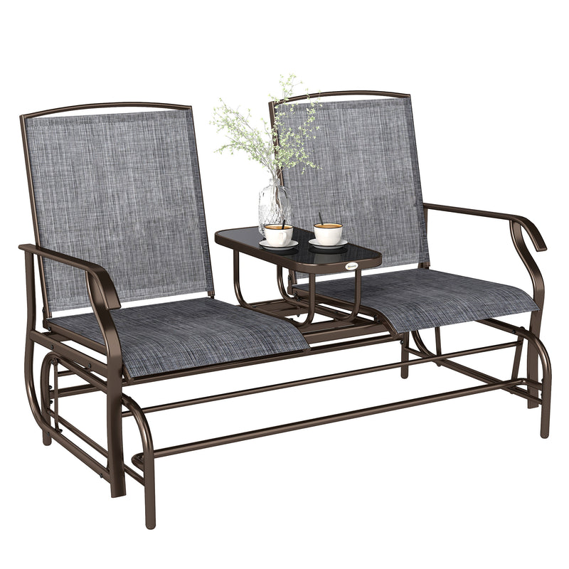 Outsunny - Patio Glider Rocking Chair 2 Person Outdoor Loveseat Rocker Garden Furniture Bench, Grey