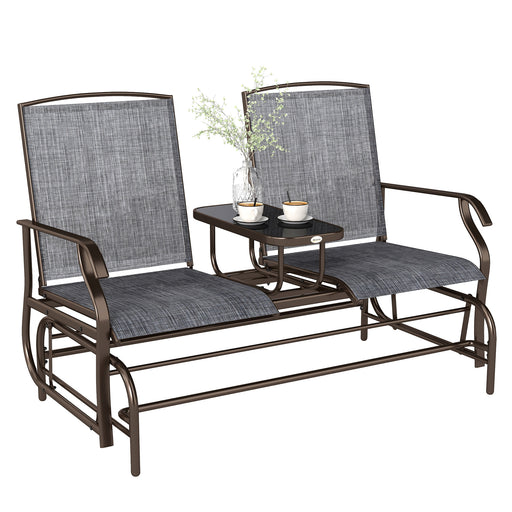 Outsunny - Patio Glider Rocking Chair 2 Person Outdoor Loveseat Rocker Garden Furniture Bench, Grey