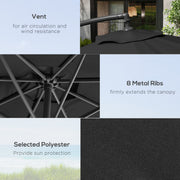 9.7ft Offset Patio Umbrella Garden Hanging Parasol Banana Cantilever Umbrella with Base, Crank, Black