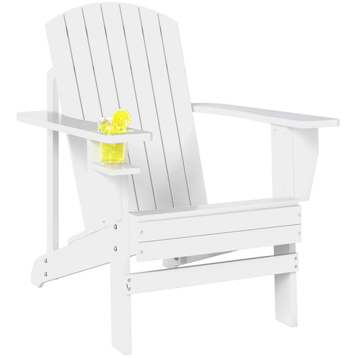 Outsunny - Classic Adirondack Chair Muskoka Chair, Garden Deck Chair with Cup Holder for Patio, Indoor, Backyard, White