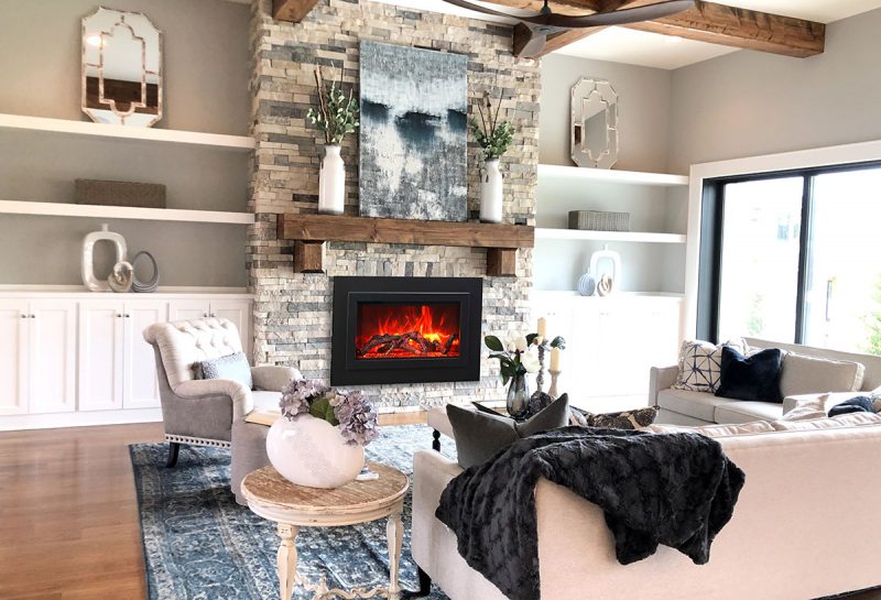 Sierra Flame Insert Series 34" Fireplace with Black Steel Surround