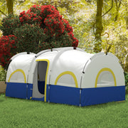 Outsunny - 4 Person Camping Tent, 3 Room Cabin Tent, 3000mm Waterproof and UPF30+ with Sewn in Groundsheet and Carry Bag, Blue