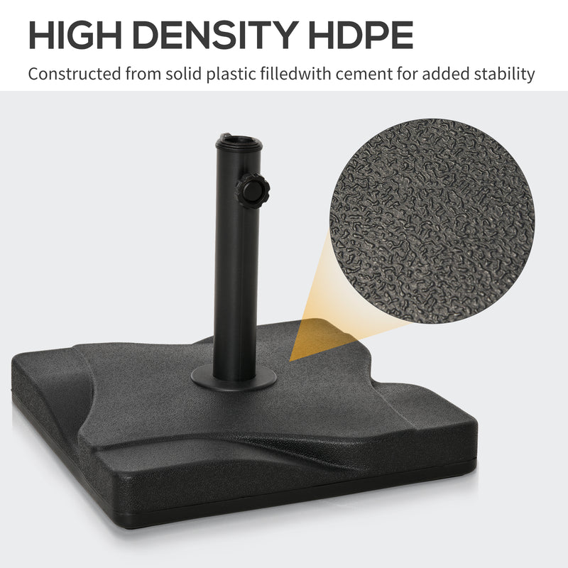 44lbs Square Cement Patio Umbrella Base Stand, Outdoor Garden Parasol Base Umbrella Weight Stand Holder Fits Φ1.3", Φ1.5" and Φ2.0" Pole - Black