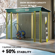 8 x 4FT Galvanized Garden Storage Shed, Metal Outdoor Shed with Double Doors and 2 Vents, Green