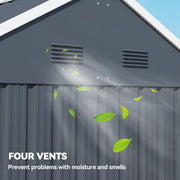 7' x 5.5' Metal Garden Storage Shed, Outdoor Tool Storage House with Lockable Door, Vents, Sloped Roof, Dark Grey
