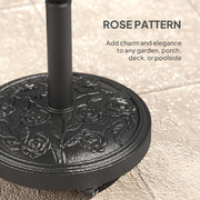 46 lbs Resin Round Patio Umbrella Base, Umbrella Stand with Wheels, Outdoor Umbrella Stand, Black