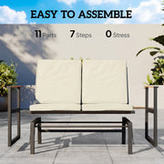 Outsunny - Outdoor Glider Bench for 2 Person, Patio Glider Loveseat with Thick Cushions for Garden Balcony Porch, Cream White