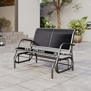 Outsunny - Patio Double Glider Bench Swing Chair Rocker Heavy-Duty Loveseat Outdoor Garden Rocking Bench Steel Frame Sling Fabric Seat Black