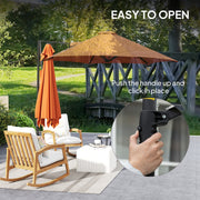 8.5FT Offset Patio Umbrella with 360° Rotation, Outdoor Cantilever Roma Parasol Hanging Sun Shade Canopy Shelter with Cross Base, Orange