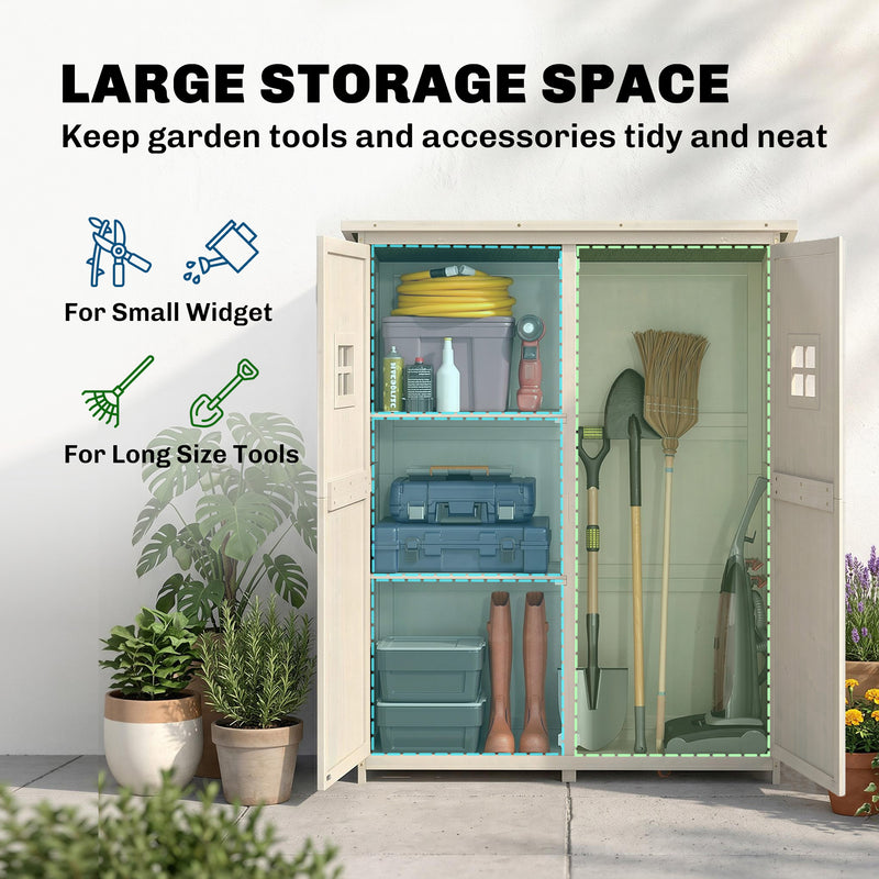 4x1.5ft Wooden Garden Sheds, Outdoor Storage with Windows and Double Door for Gardeners, Grey