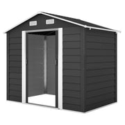 7.7' x 6.5' Outdoor Metal Garden Shed House Hut Gardening Tool Storage with Ventilation, Dark Grey