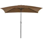 Outsunny - 6.5x10ft Rectangle Aluminum Tilt Patio Umbrella, Garden Market Parasol, Outdoor Sunshade Canopy with Crank, Coffee