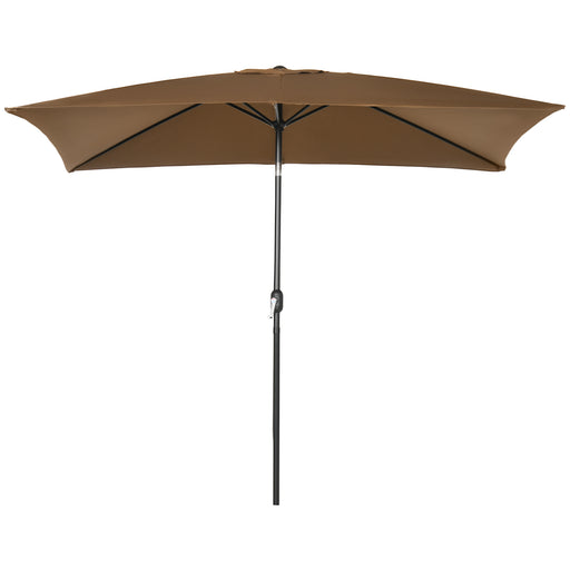 Outsunny - 6.5x10ft Rectangle Aluminum Tilt Patio Umbrella, Garden Market Parasol, Outdoor Sunshade Canopy with Crank, Coffee